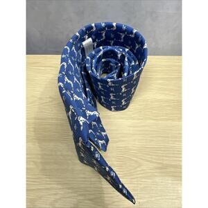 Andre Claude Canova FDNY Mens Neck Tie Blue Dog Design Made in France